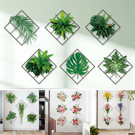 3D Green Plantes Wall Sticker 3D Natural Wind Green Plantes Wall Stickers on Butterflies for Wall Butterflies Wall Stickers